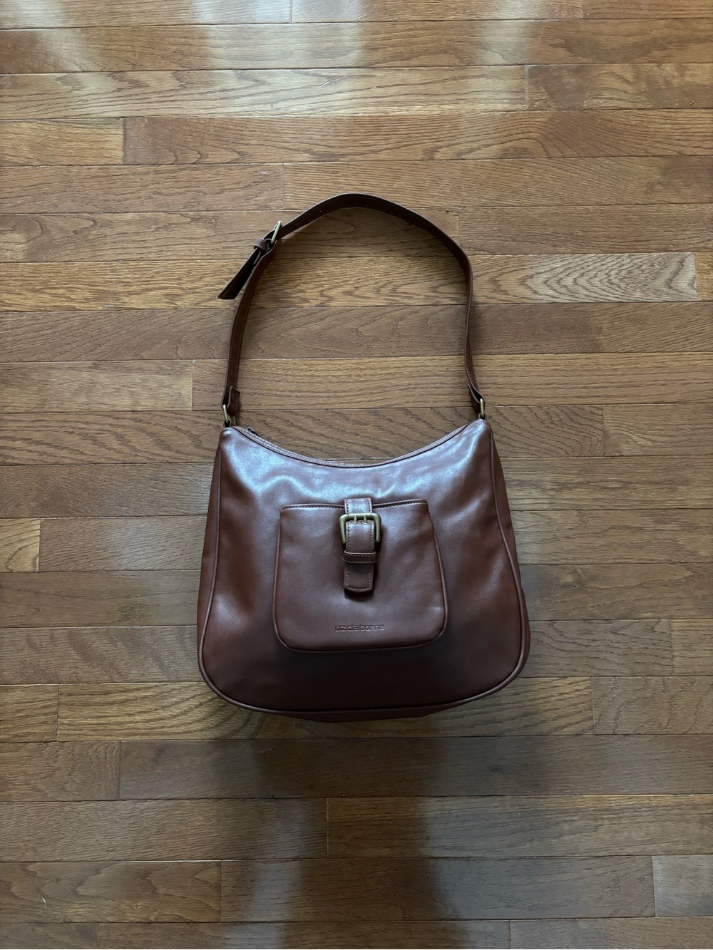 Vintage Y2K Liz Claiborne Tan Leather Crescent Shoulder Bag
